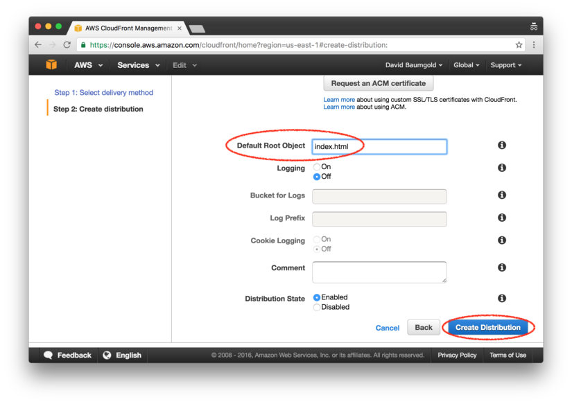 AWS CloudFront: creating a distribution
