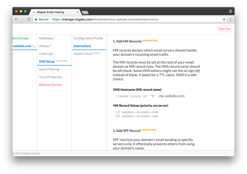 Migadu: instructions for setting up MX records in DNS