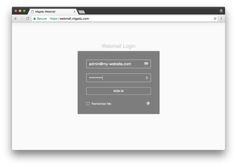 Log in to Migadu webmail