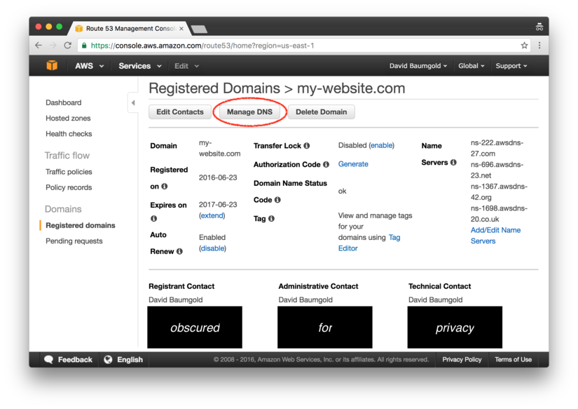 AWS Route 53: manage a domain