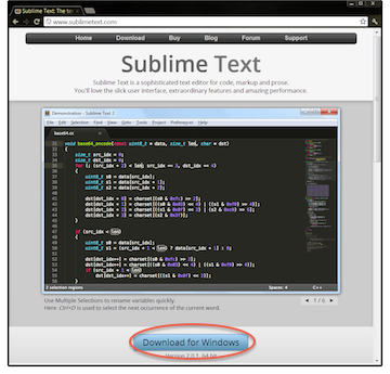 sublime text homepage